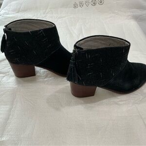 Toms Black and Brown Ankle Booties with Suede Texture